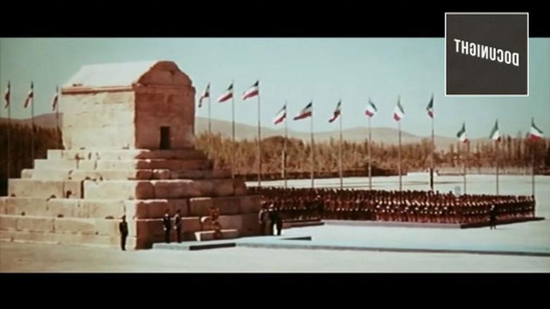 presentation of flowers by the Shah of Iran at Cyrus the Great's tomb 1971