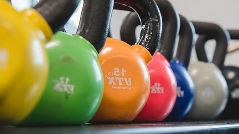 Kettlebells in a line